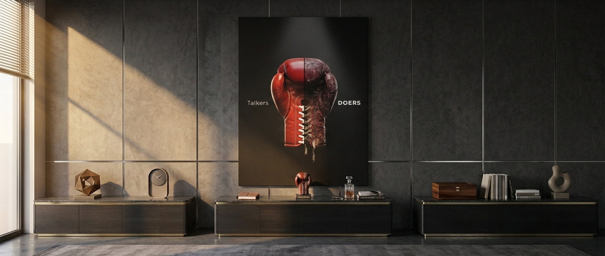 Leinwandbild Talkers Vs Doers Boxing Website Banner