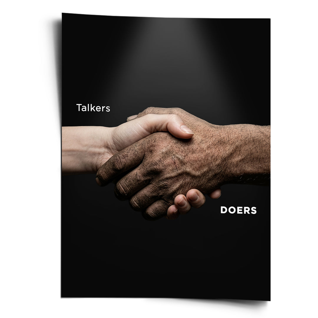 DOTCOMCANVAS Poster Talkers Vs Doers Handshake