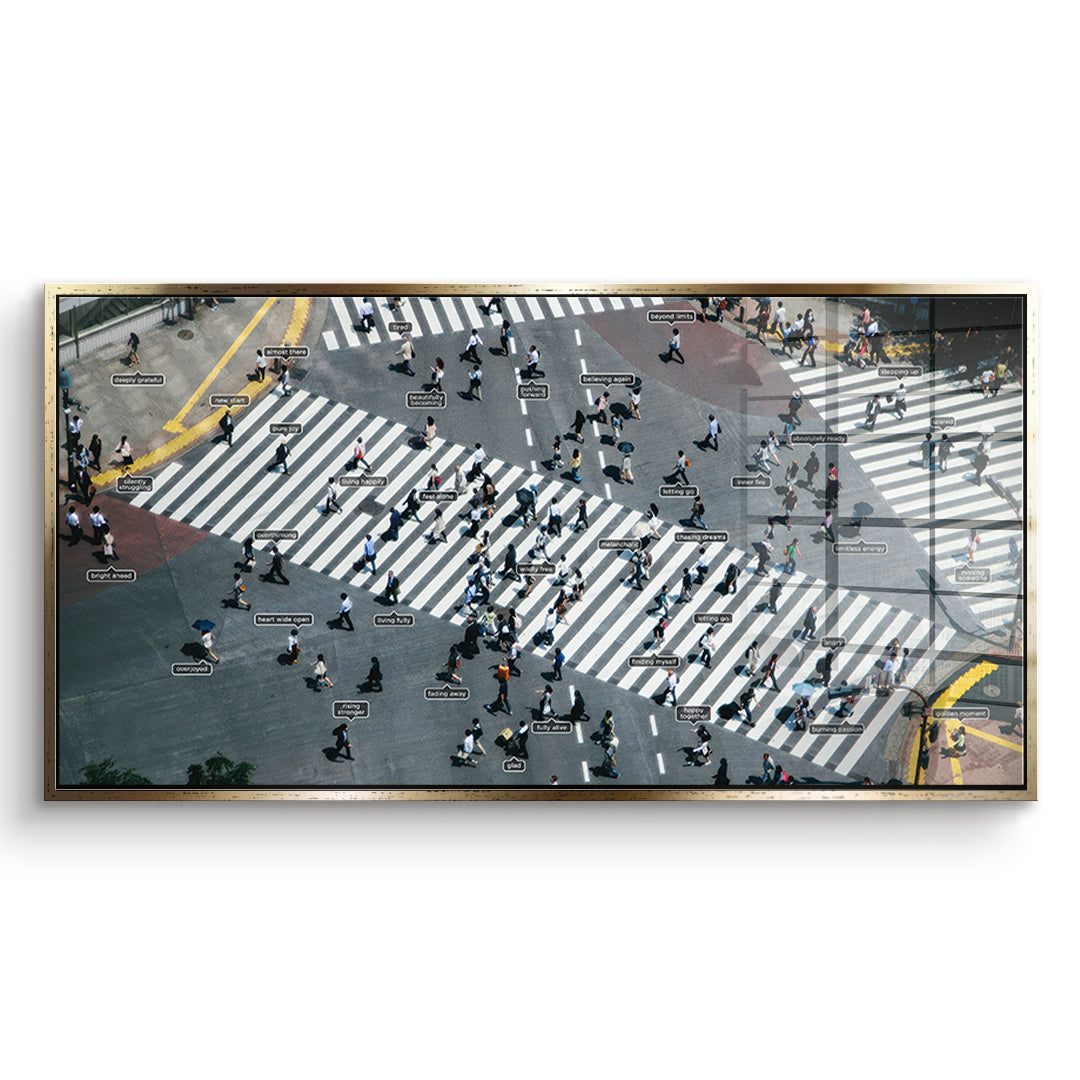 DOTCOMCANVAS Small people thing 2.0 Acrylglasbild Vorderansicht Gold