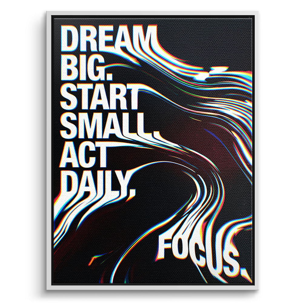 DOTCOMCANVAS Act Daily Leinwandbild Vorderansicht Weißer Rahmen