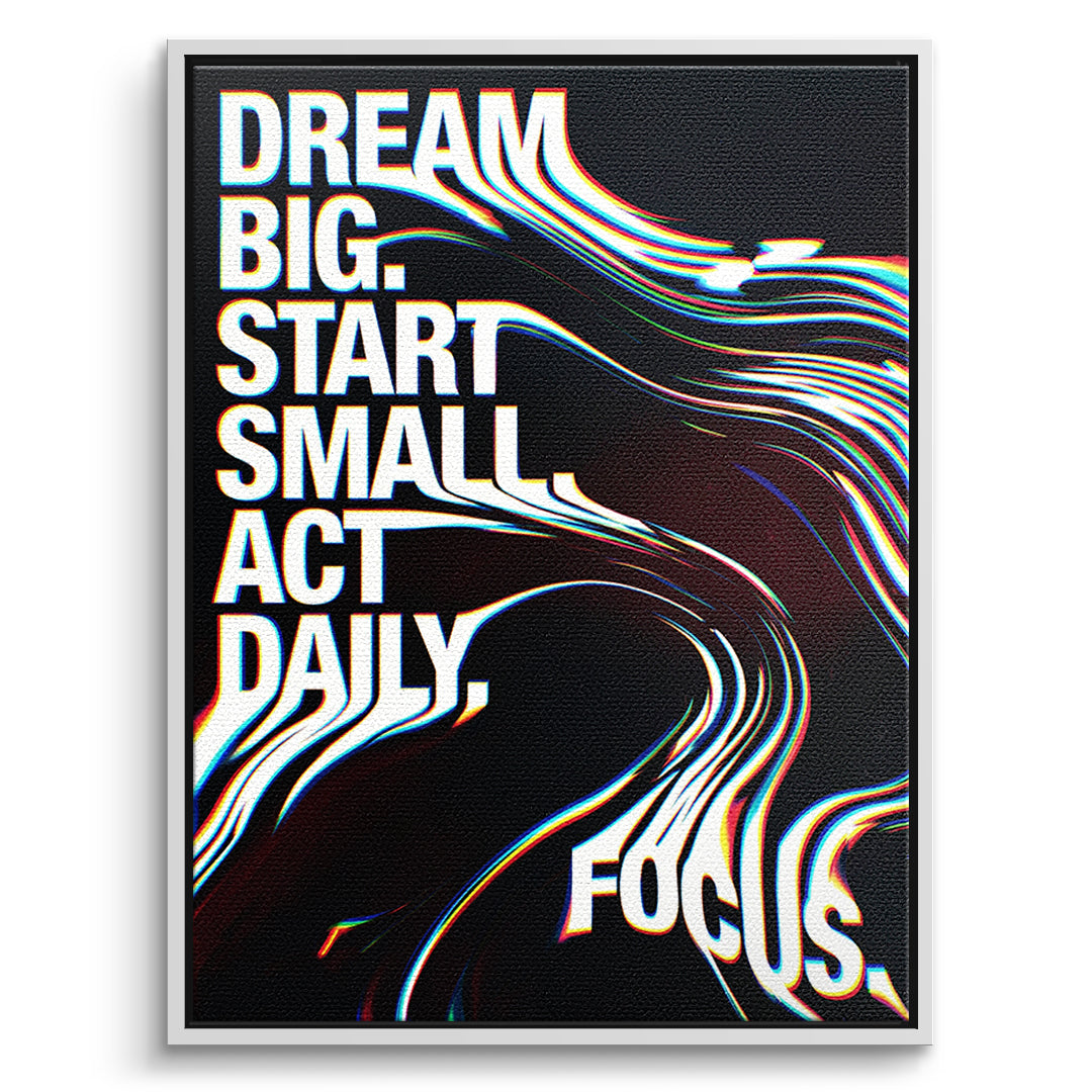 DOTCOMCANVAS Act Daily Leinwandbild Vorderansicht Weißer Rahmen