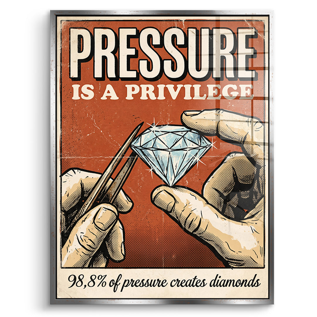 DOTCOMCANVAS Acrylglasbild Pressure Is A Privilege im silbernen Premium-Rahmen