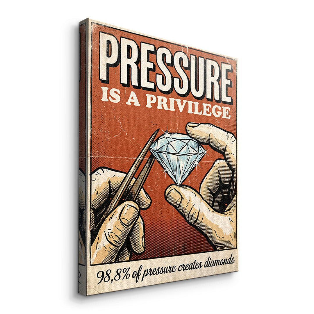 Seitenansicht des Leinwandbilds Pressure Is A Privilege ohne Rahmen