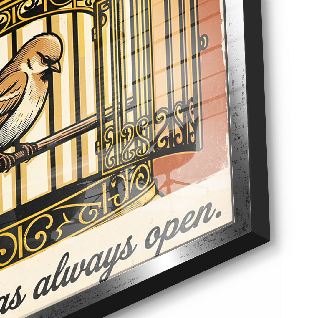 Detailaufnahme des 5mm Acrylglases, The Worst Prison In The World im silbernen Rahmen