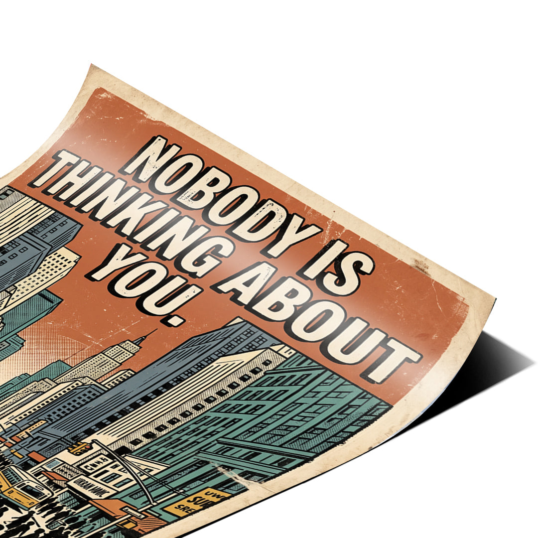Eckdetail des Posters Nobody Is Thinking About You