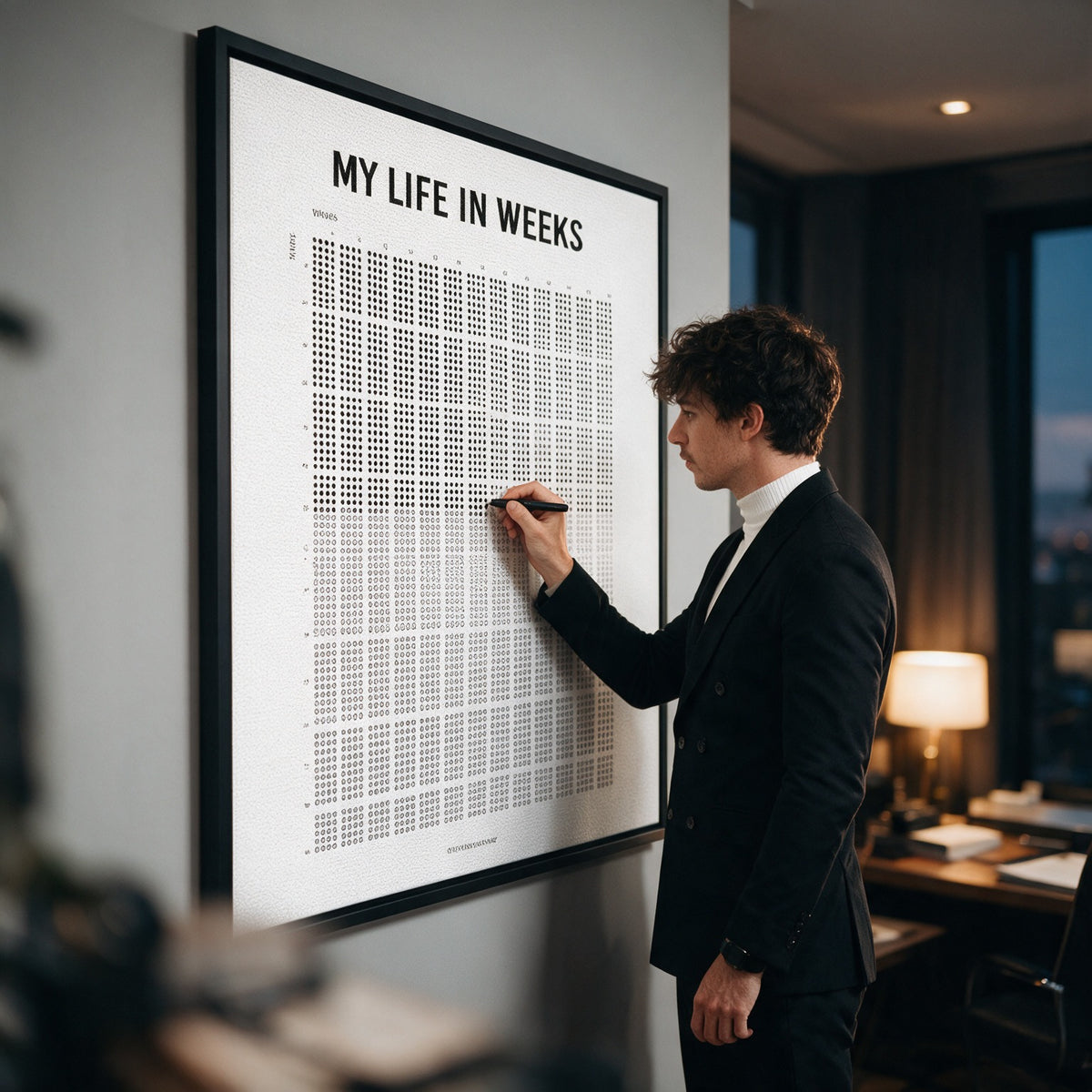 Leinwandbild My Life In Weeks (Englisch) an der Wand eines modernen Wohnraums