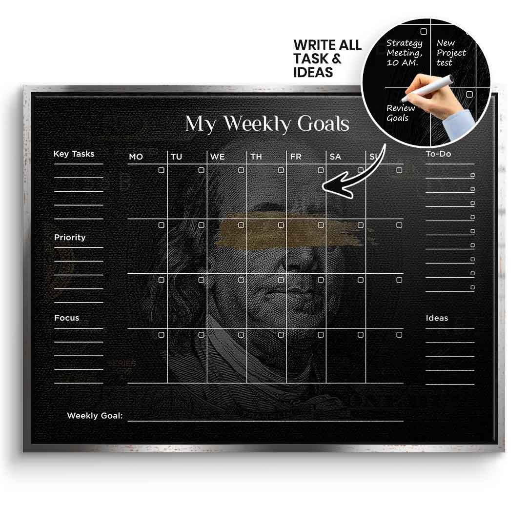 DOTCOMCANVAS Leinwandbild Success Planner 1.0 (Englisch) im silbernen Premium-Rahmen