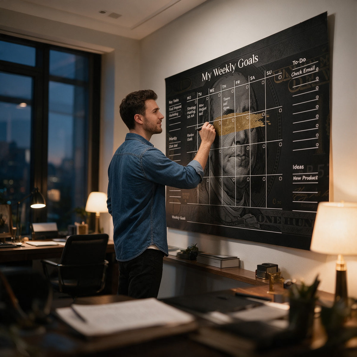 Poster Success Planner 1.0 (Englisch) an der Wand eines modernen Wohnraums