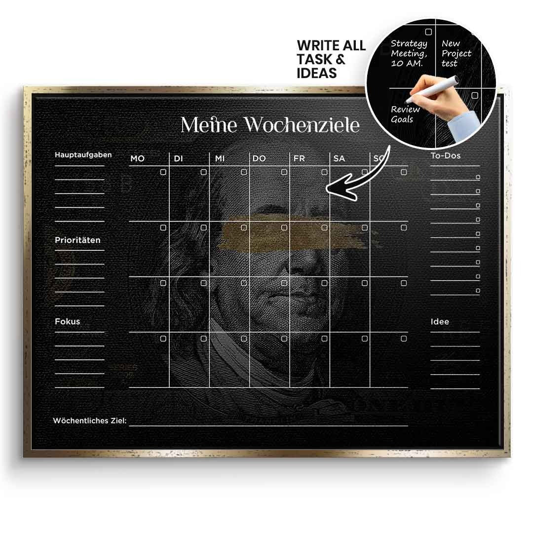 DOTCOMCANVAS Leinwandbild Success Planner 1.0 (Deutsch) im goldenen Premium-Rahmen