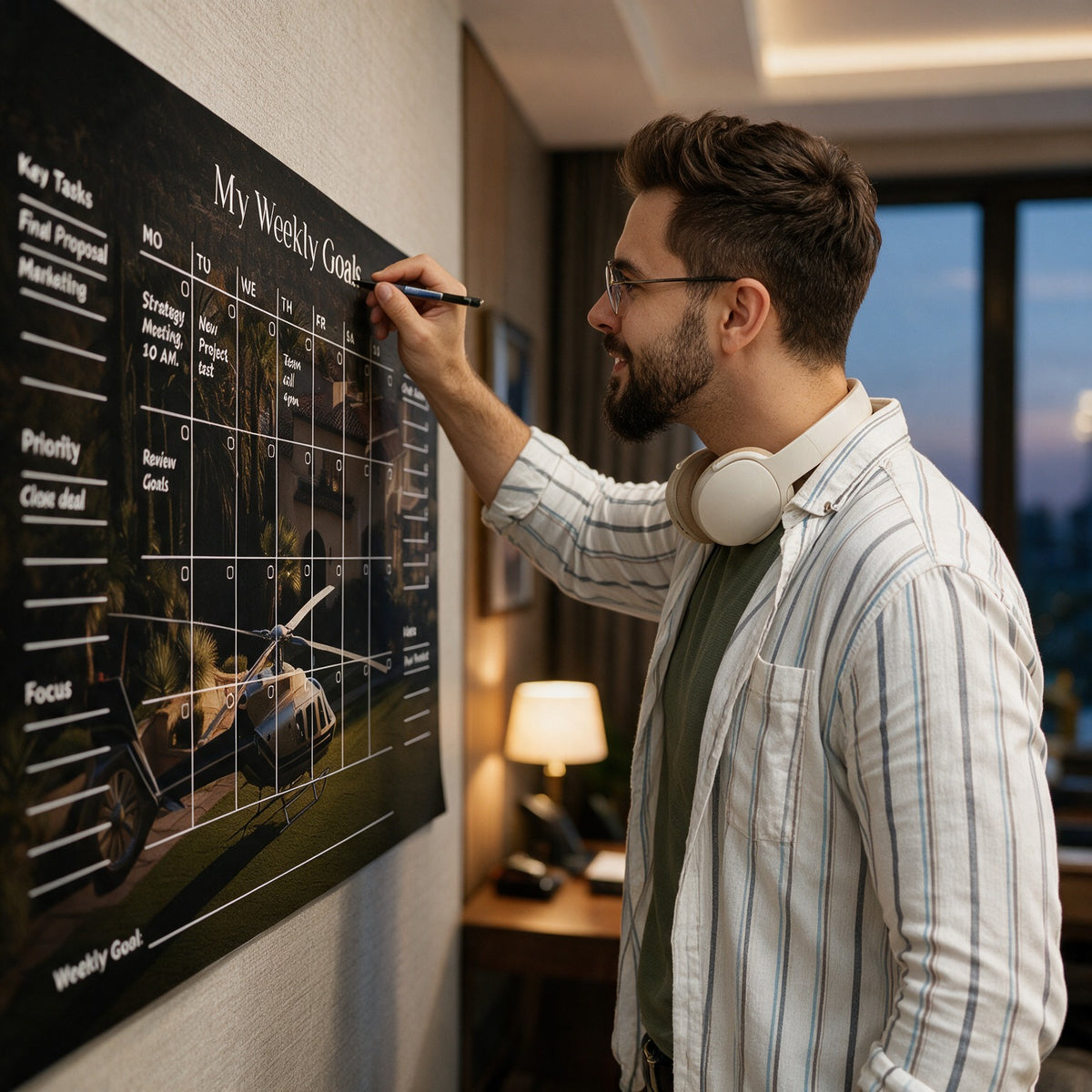 Poster Success Planner 2.0 (Englisch) an der Wand eines modernen Wohnraums