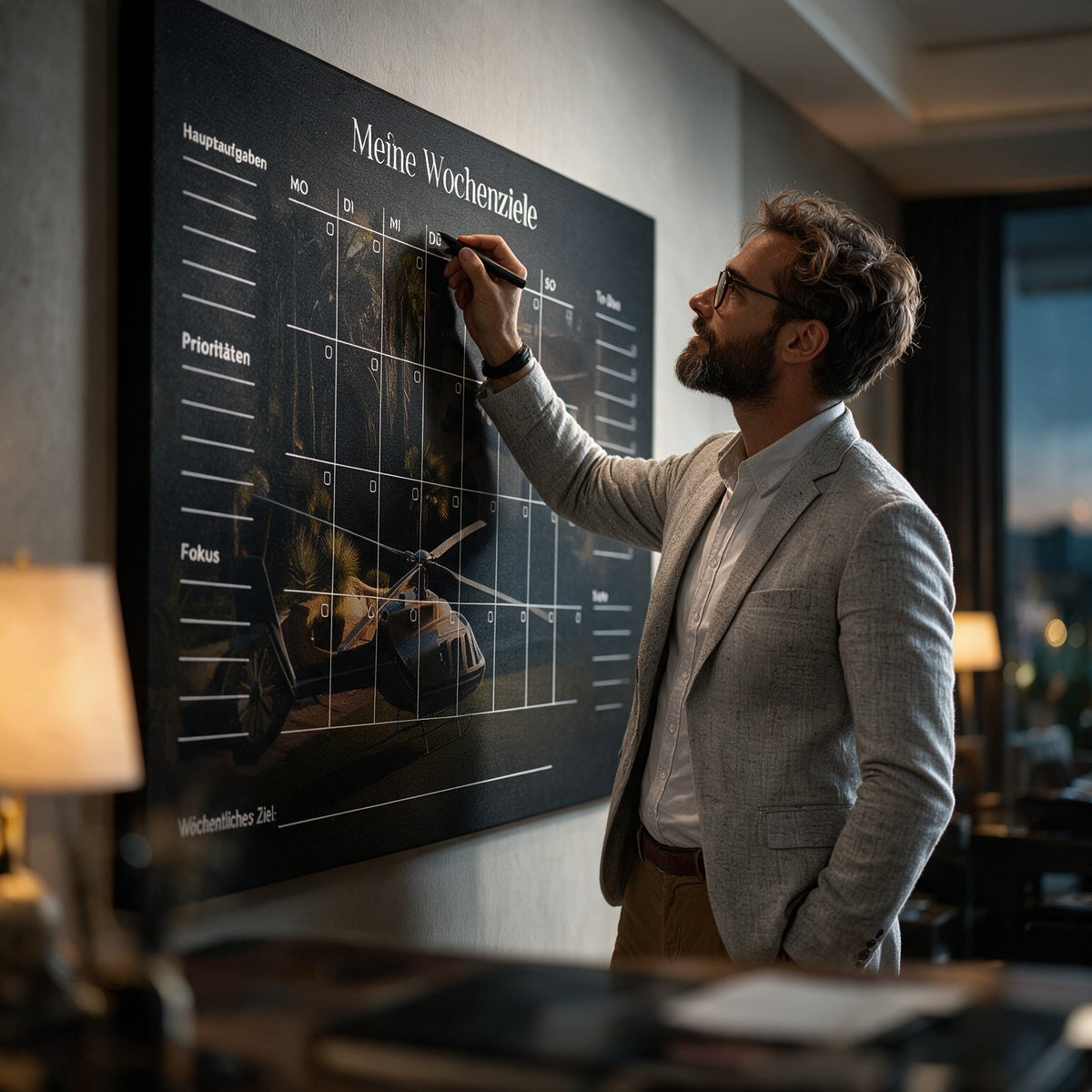 Leinwandbild Success Planner 2.0 (Deutsch) an der Wand eines modernen Wohnraums