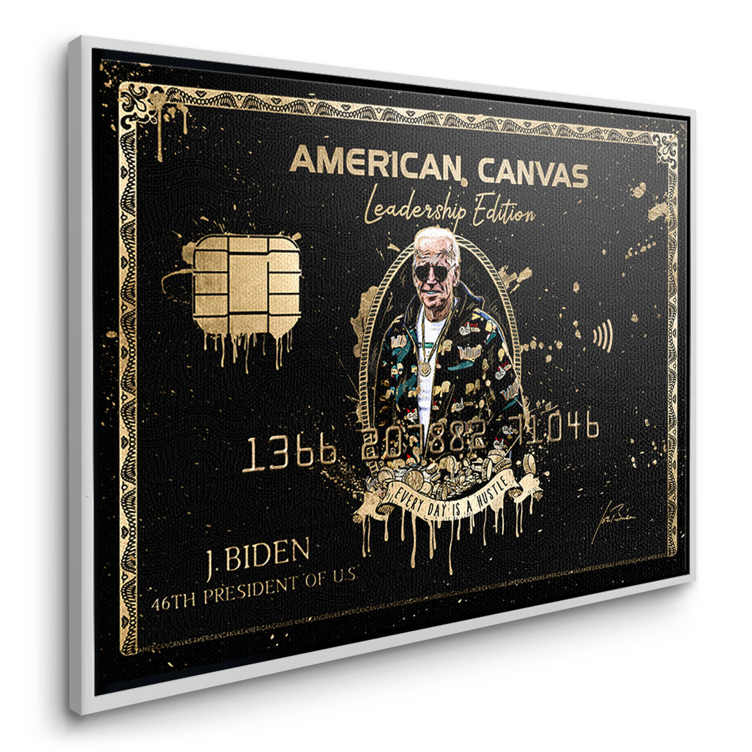 Seitenansicht des Leinwandbilds Royal American Canvas Joe Biden im weißen Rahmen