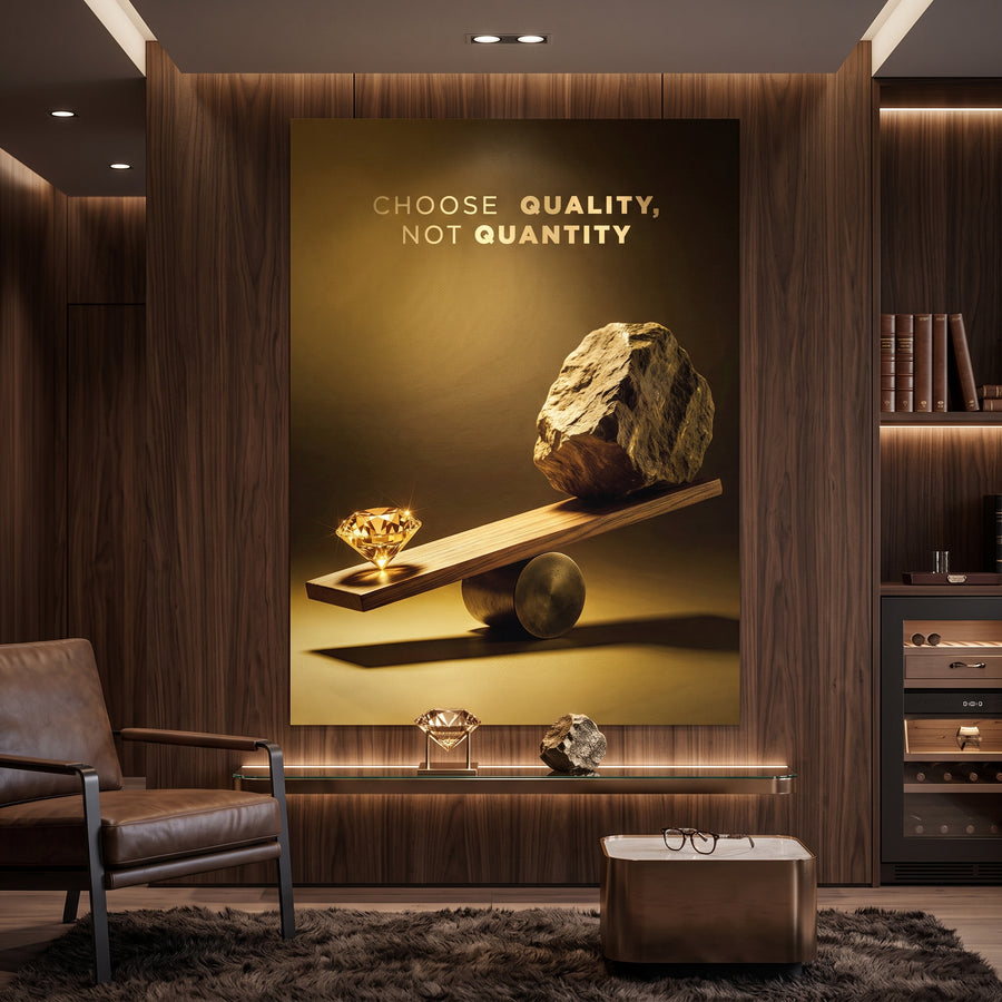 Poster Choose Quality Gold Edition an der Wand eines modernen Wohnraums