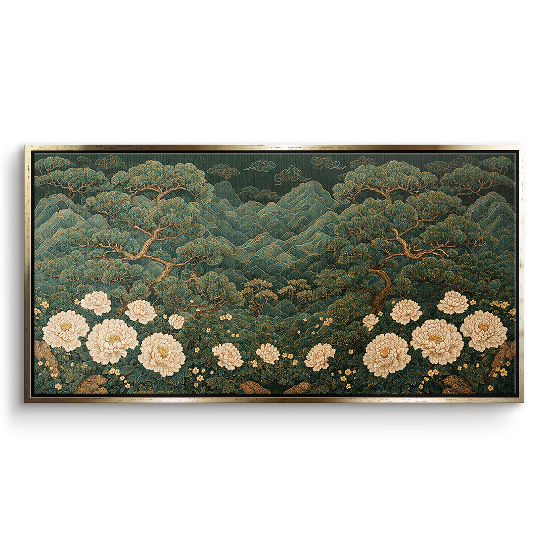 DOTCOMCANVAS Leinwandbild Beautiful Garden im goldenen Premium-Rahmen