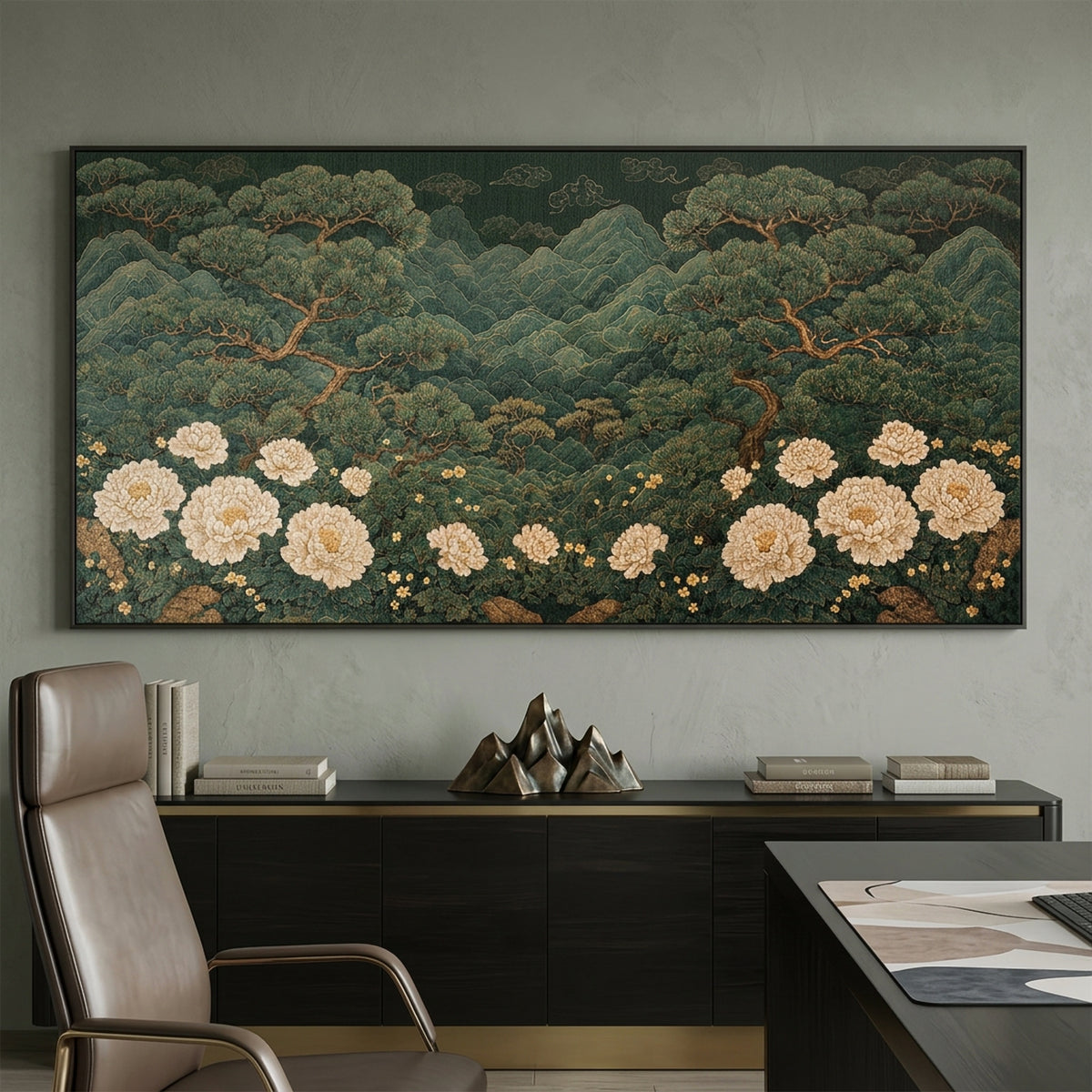 Leinwandbild Beautiful Garden an der Wand eines modernen Wohnraums