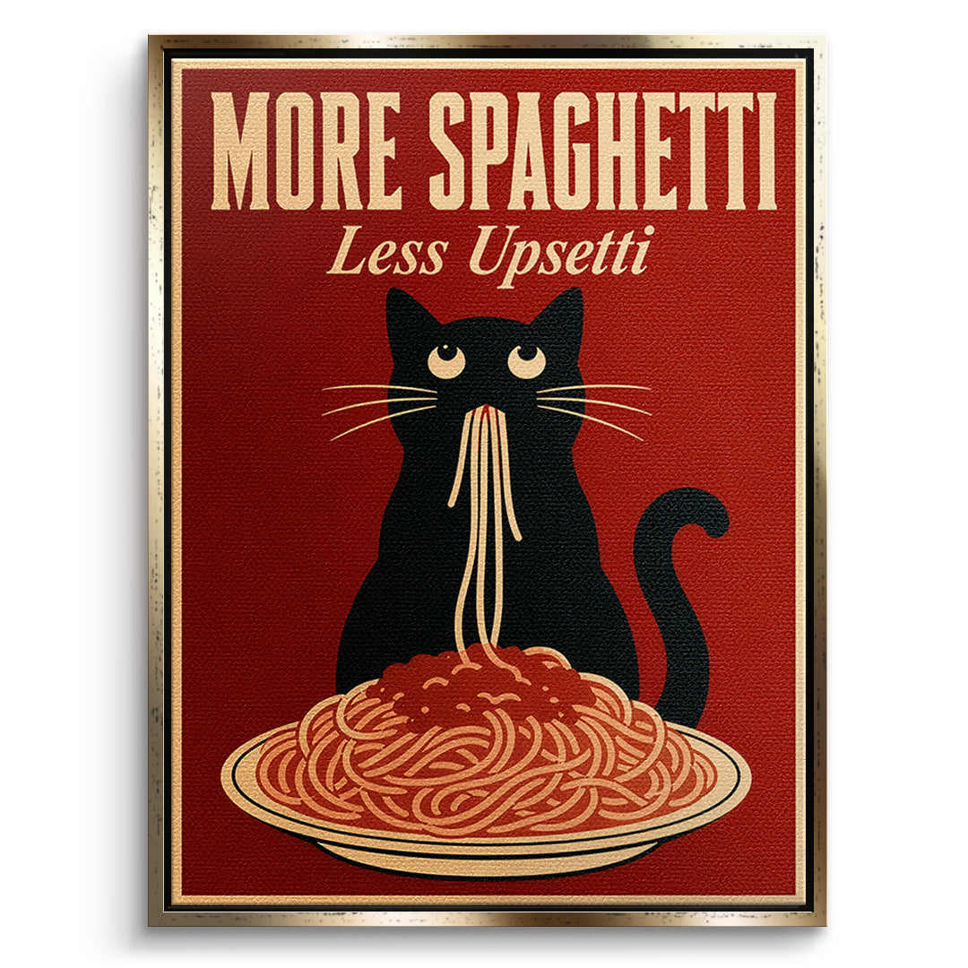 DOTCOMCANVAS Leinwandbild More Spaghetti Less Upsetti im goldenen Premium-Rahmen