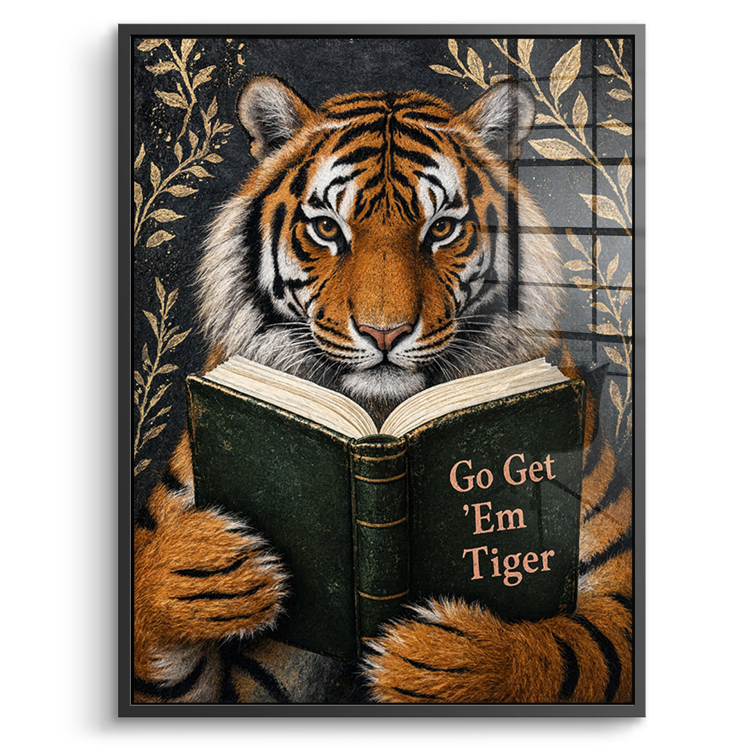 DOTCOMCANVAS Acrylglasbild Go Get 'Em Tiger im schwarzen Premium-Rahmen