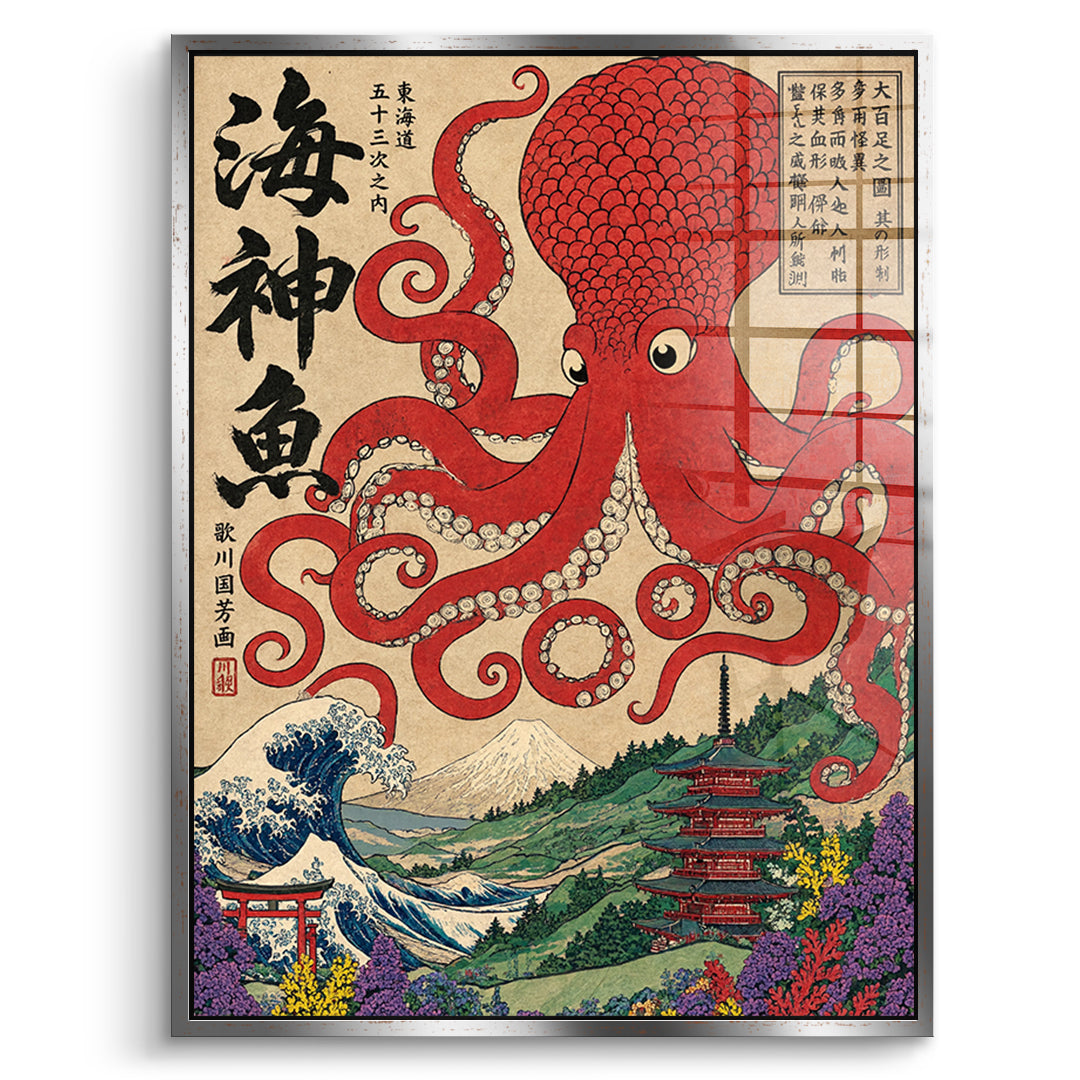DOTCOMCANVAS Acrylglasbild Sea God Octopus im silbernen Premium-Rahmen