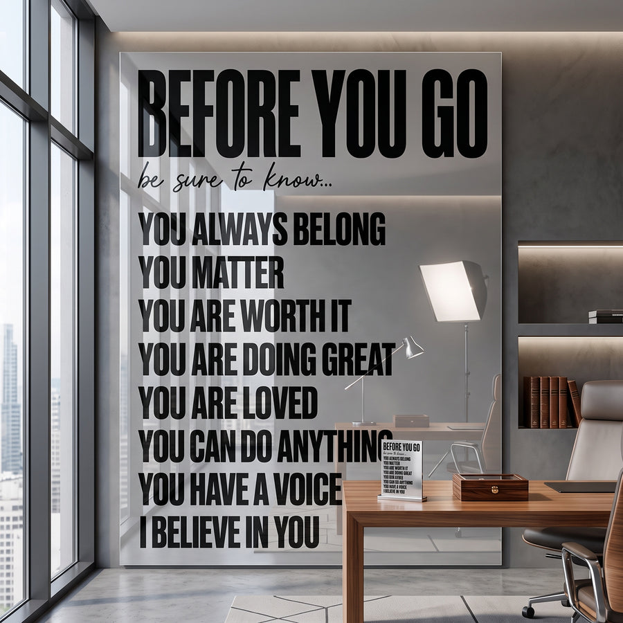Acrylglasbild Before You Go an der Wand eines modernen Wohnraums