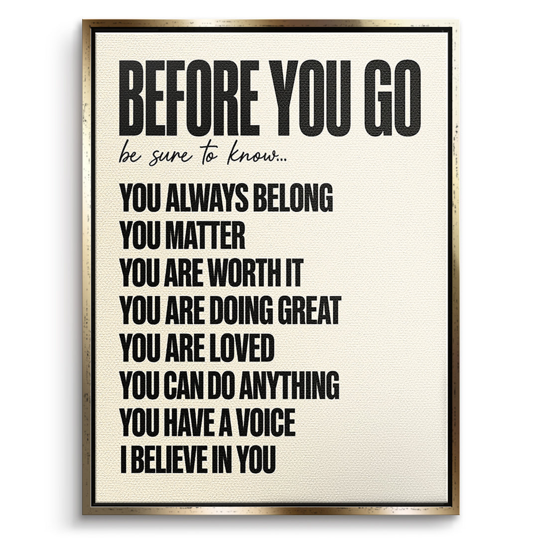 DOTCOMCANVAS Leinwandbild Before You Go im goldenen Premium-Rahmen
