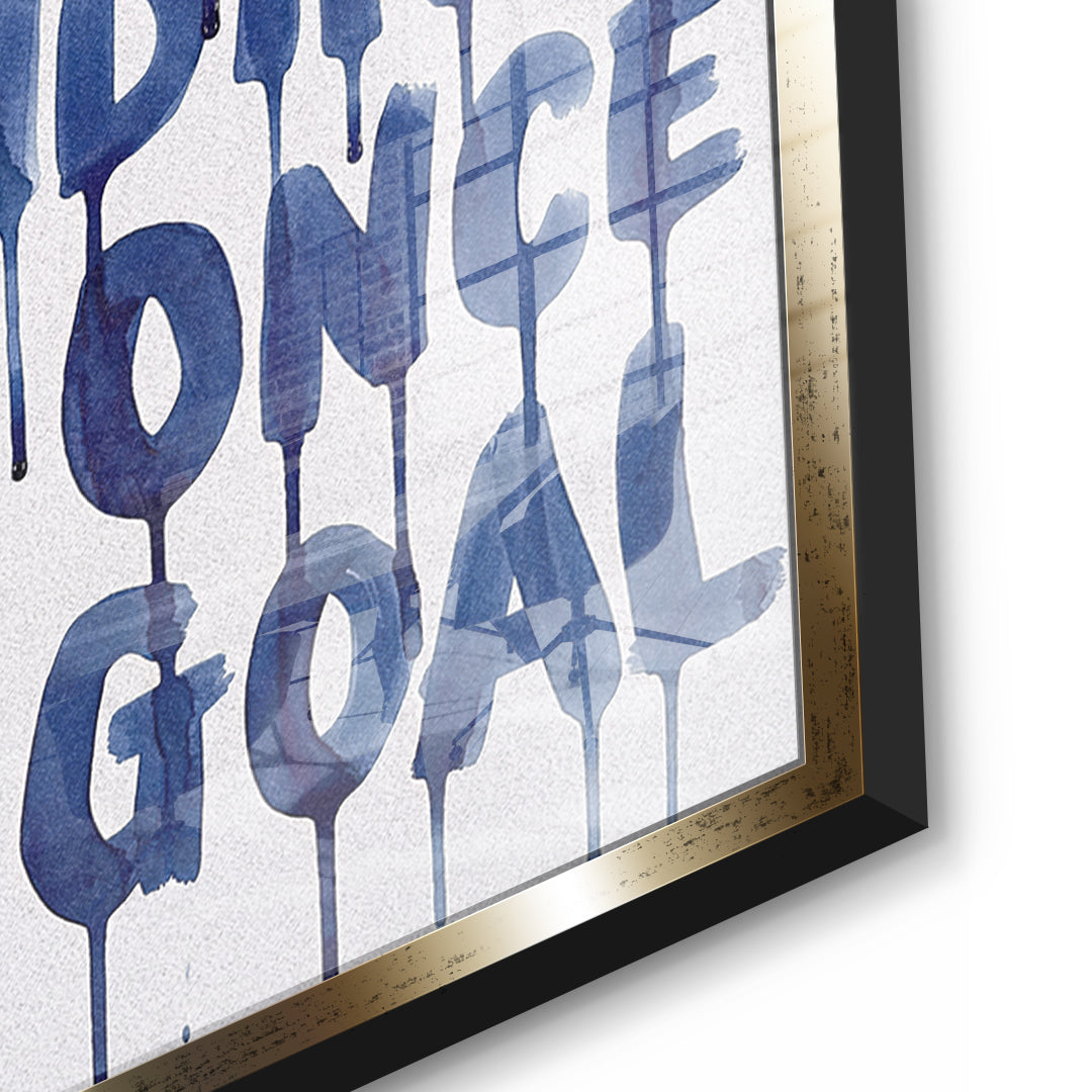 Detailaufnahme des 5mm Acrylglases, Where You're Standing Was Once The Goal im goldenen Rahmen