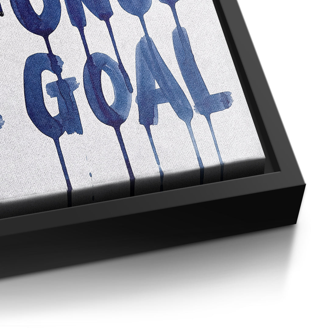Detailaufnahme der Leinwandstruktur, Where You're Standing Was Once The Goal im schwarzen Rahmen