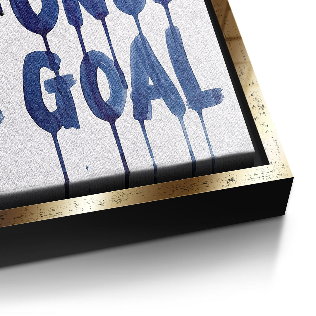 Detailaufnahme der Leinwandstruktur, Where You're Standing Was Once The Goal im goldenen Rahmen