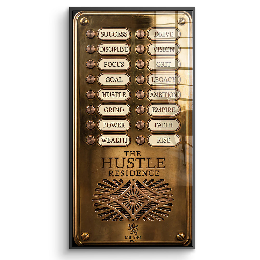 DOTCOMCANVAS Acrylglasbild Hustle Residence im schwarzen Premium-Rahmen