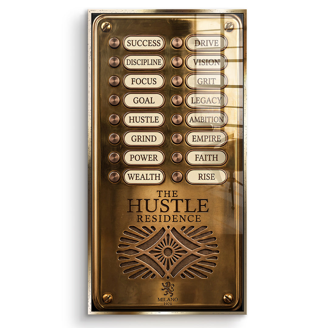 DOTCOMCANVAS Acrylglasbild Hustle Residence im goldenen Premium-Rahmen
