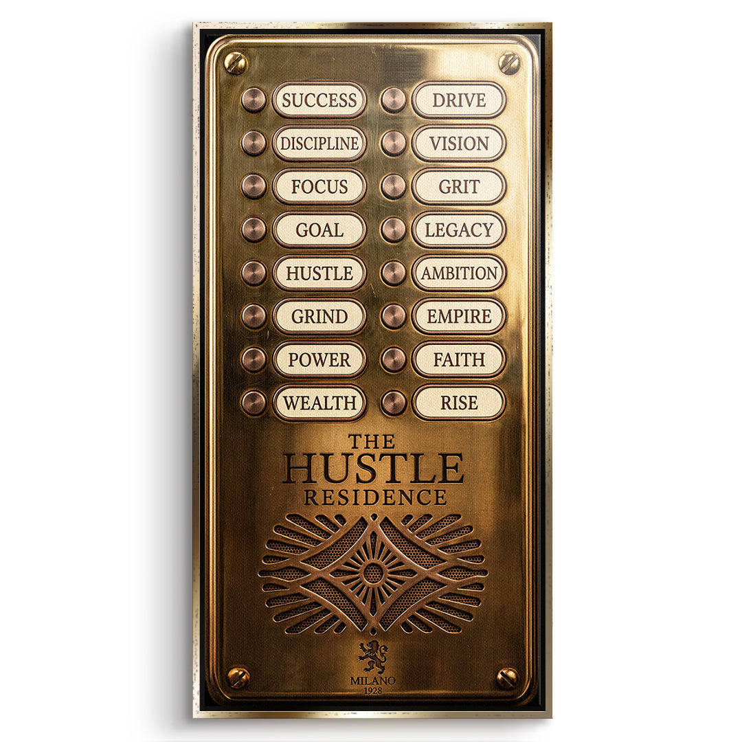 DOTCOMCANVAS Leinwandbild Hustle Residence im goldenen Premium-Rahmen
