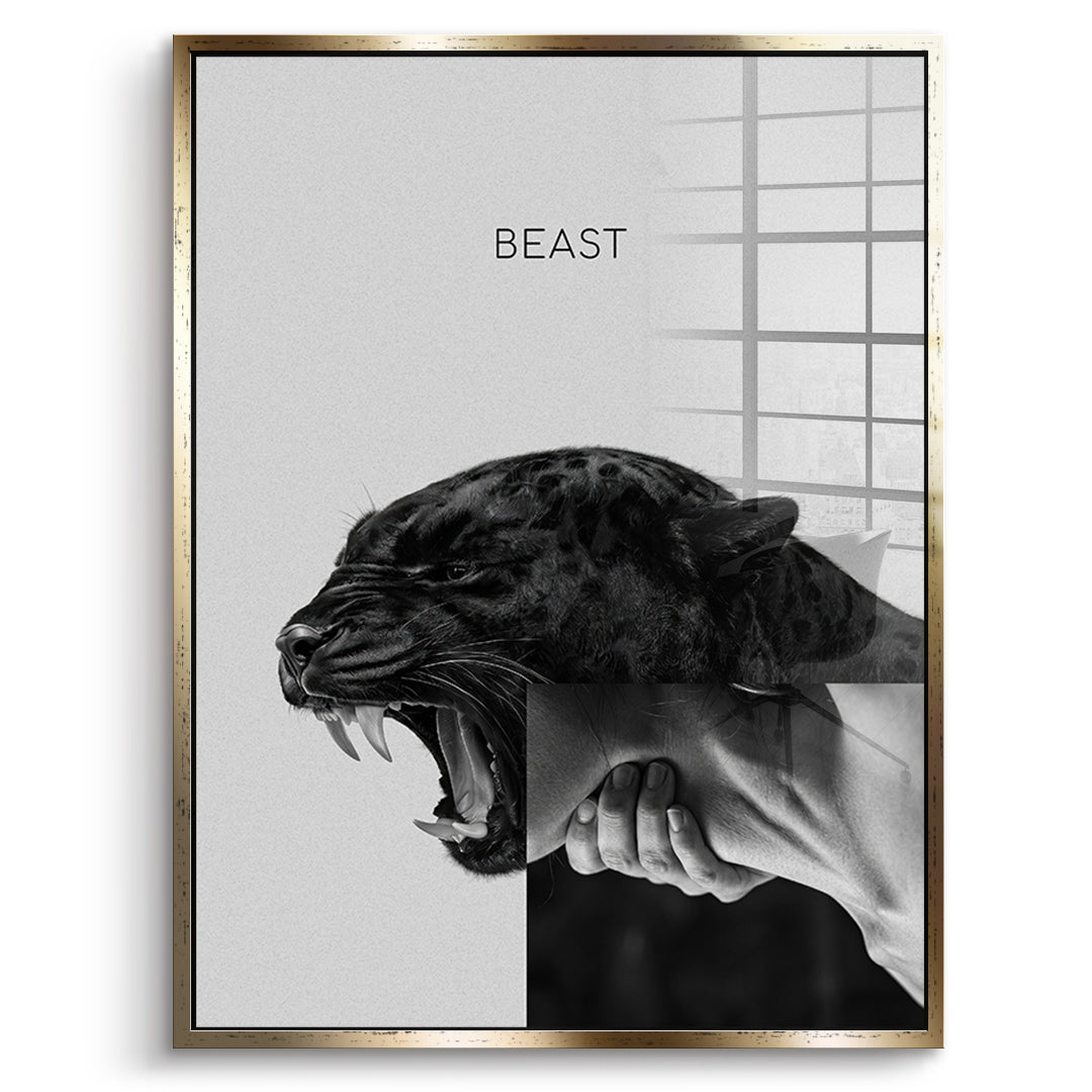 DOTCOMCANVAS Acrylglasbild Beast Grey im goldenen Premium-Rahmen