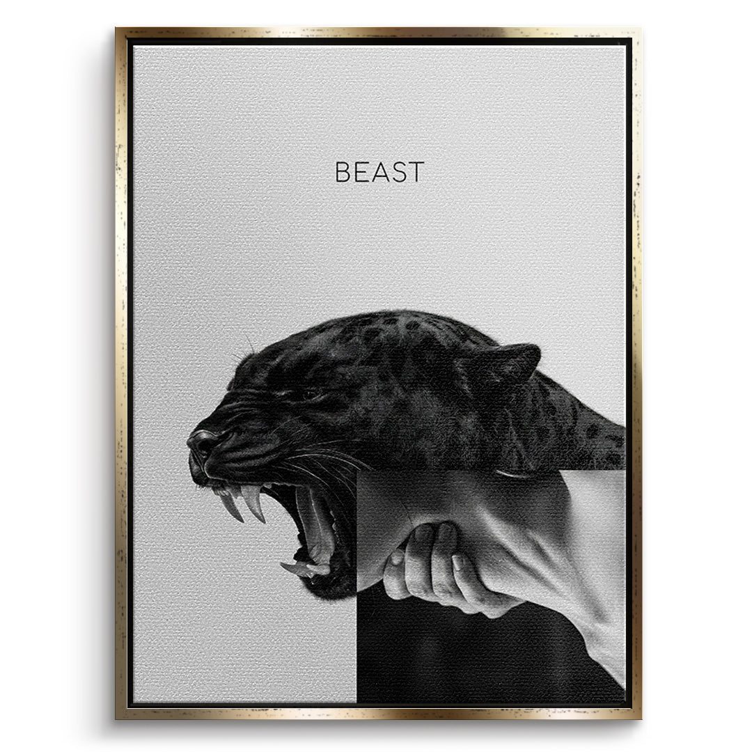 DOTCOMCANVAS Leinwandbild Beast Grey im goldenen Premium-Rahmen