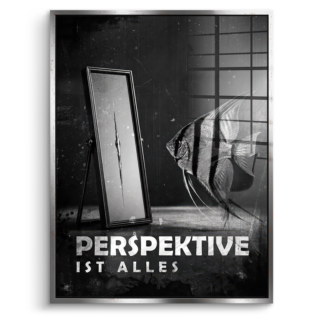 DOTCOMCANVAS Acrylglasbild Perspective Is Everything (Deutsch) im silbernen Premium-Rahmen