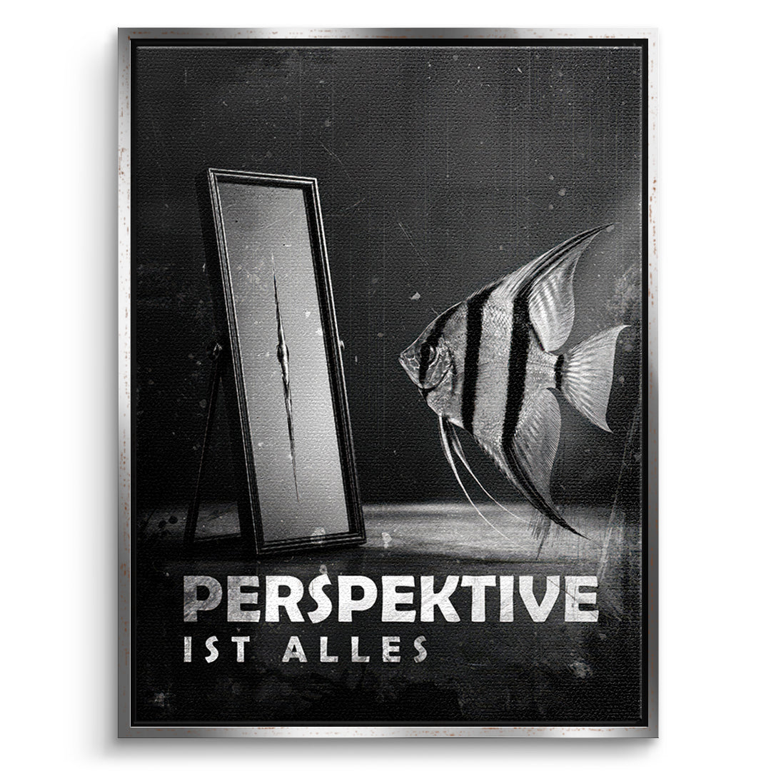 DOTCOMCANVAS Leinwandbild Perspective Is Everything (Deutsch) im silbernen Premium-Rahmen