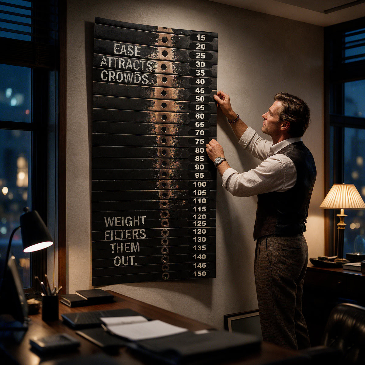 Poster Weight Filter an der Wand eines modernen Wohnraums, zweite Ansicht