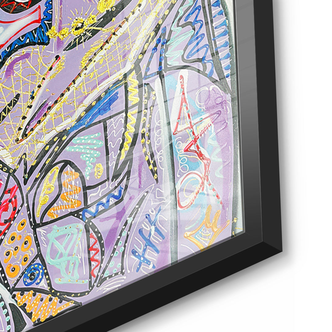 Detailaufnahme des 5mm Acrylglases, Cubist Cocktail Hour im schwarzen Rahmen