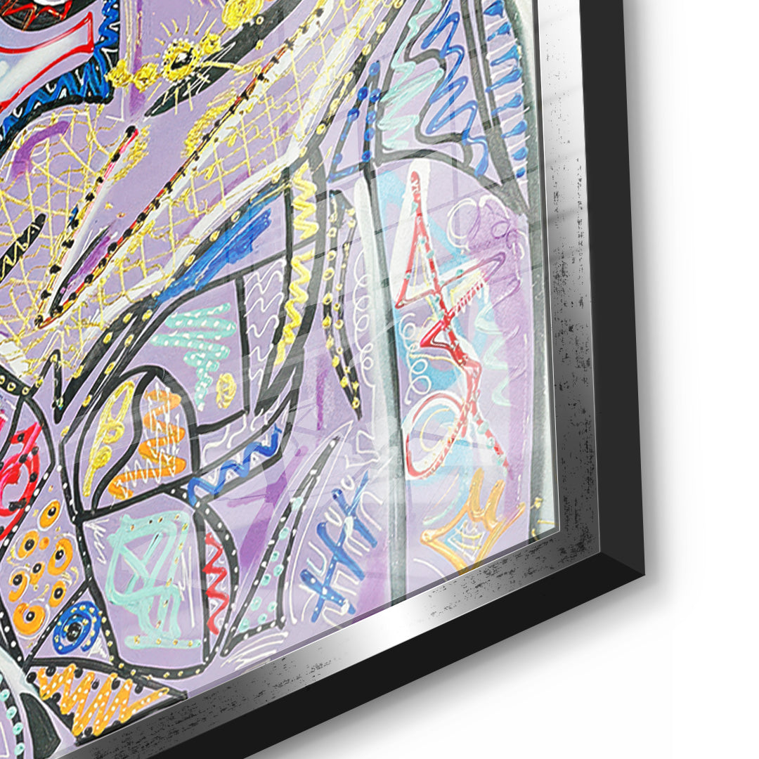 Detailaufnahme des 5mm Acrylglases, Cubist Cocktail Hour im silbernen Rahmen
