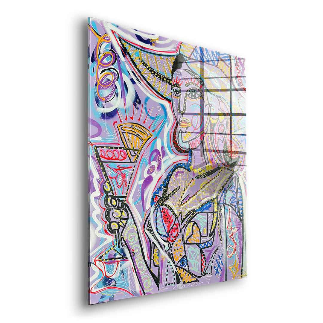 Seitenansicht des Acrylglasbilds Cubist Cocktail Hour ohne Rahmen