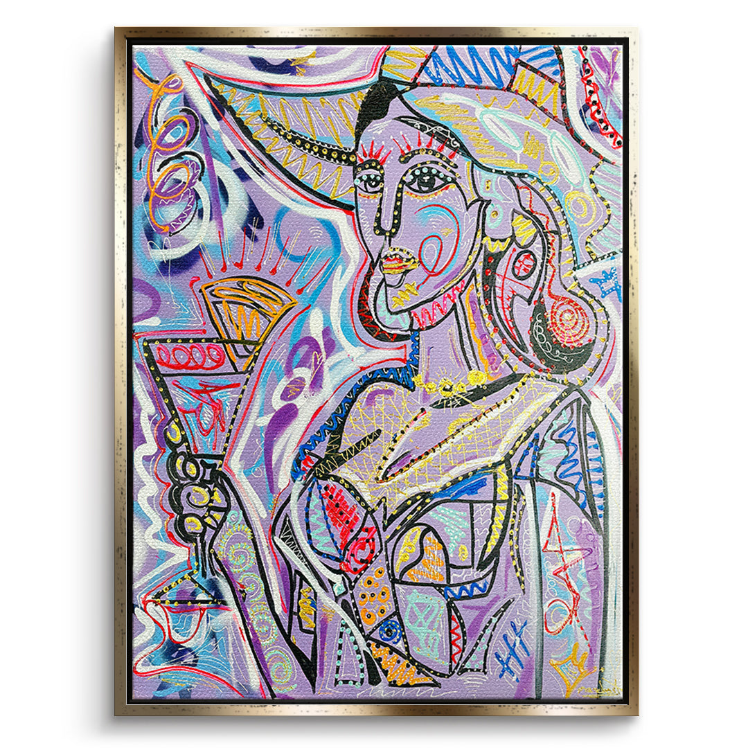 DOTCOMCANVAS Leinwandbild Cubist Cocktail Hour im goldenen Premium-Rahmen