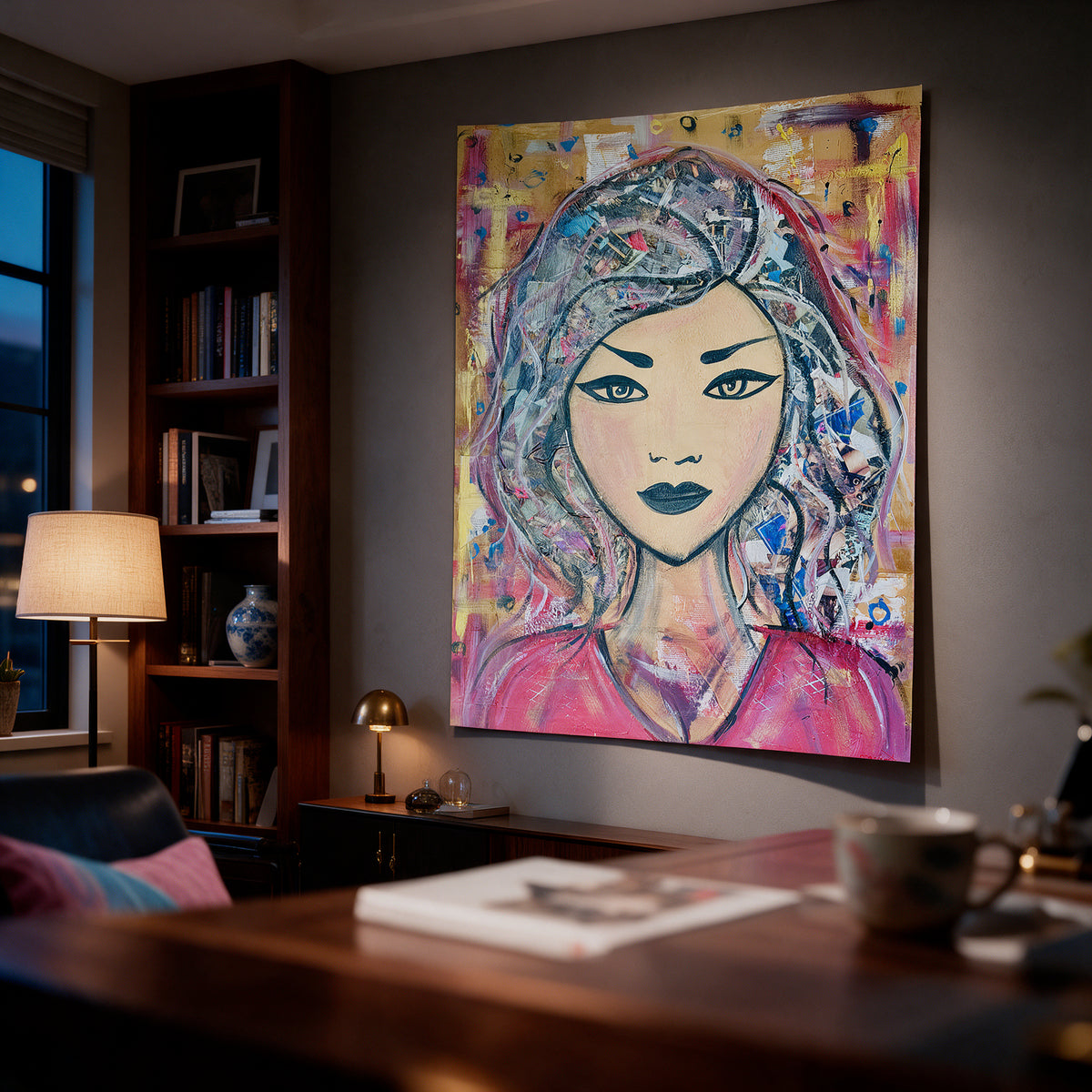 Poster Headlines And Dreams an der Wand eines modernen Wohnraums