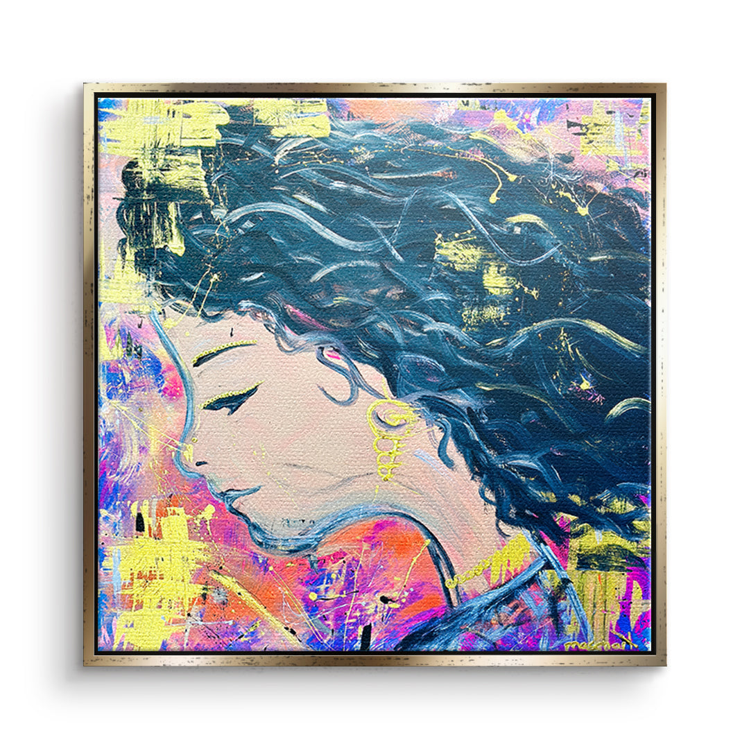 DOTCOMCANVAS Leinwandbild Midnight Waves im goldenen Premium-Rahmen