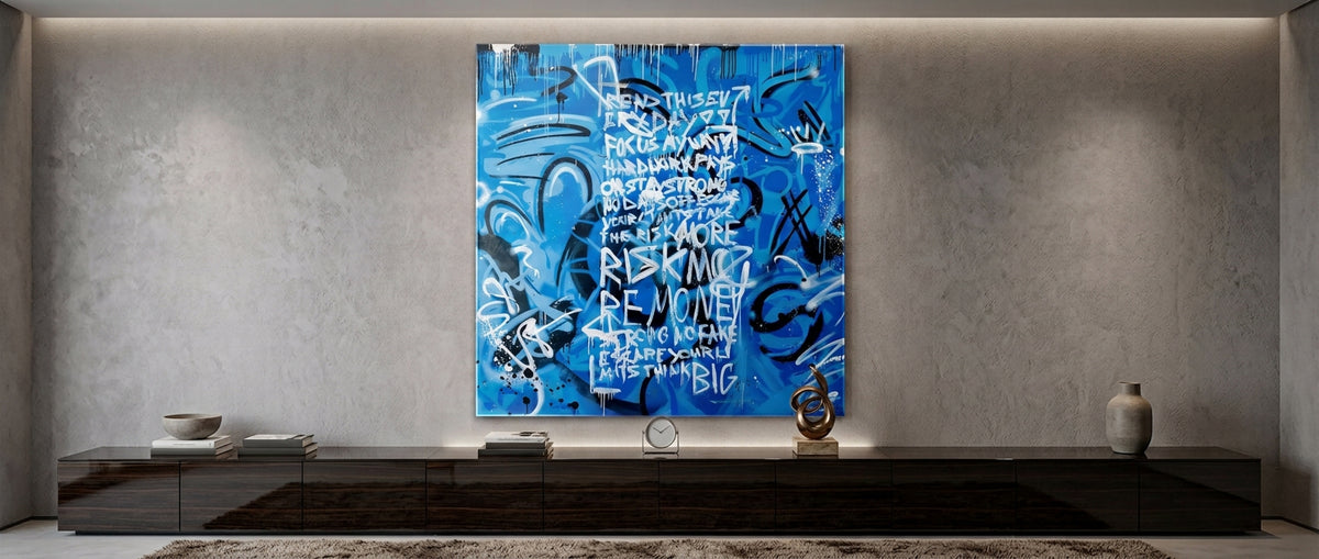 Acrylglasbild More Risk More Money Banner