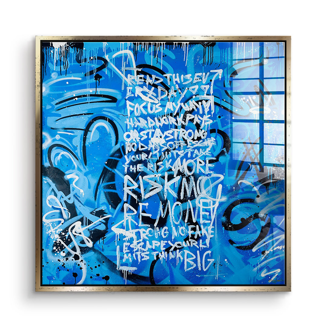 DOTCOMCANVAS Acrylglasbild More Risk More Money im goldenen Premium-Rahmen