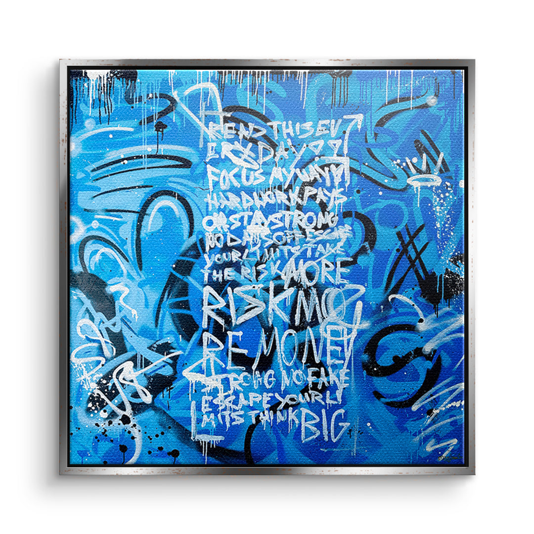 DOTCOMCANVAS Leinwandbild More Risk More Money im silbernen Premium-Rahmen