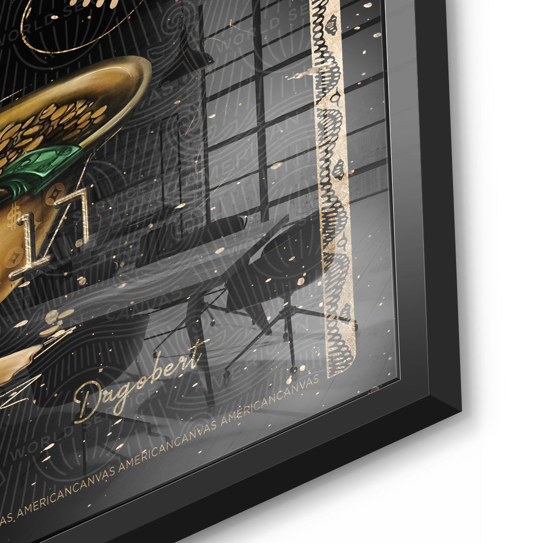 Detailaufnahme des 5mm Acrylglases, American Canvas Billionaires Edition im schwarzen Rahmen