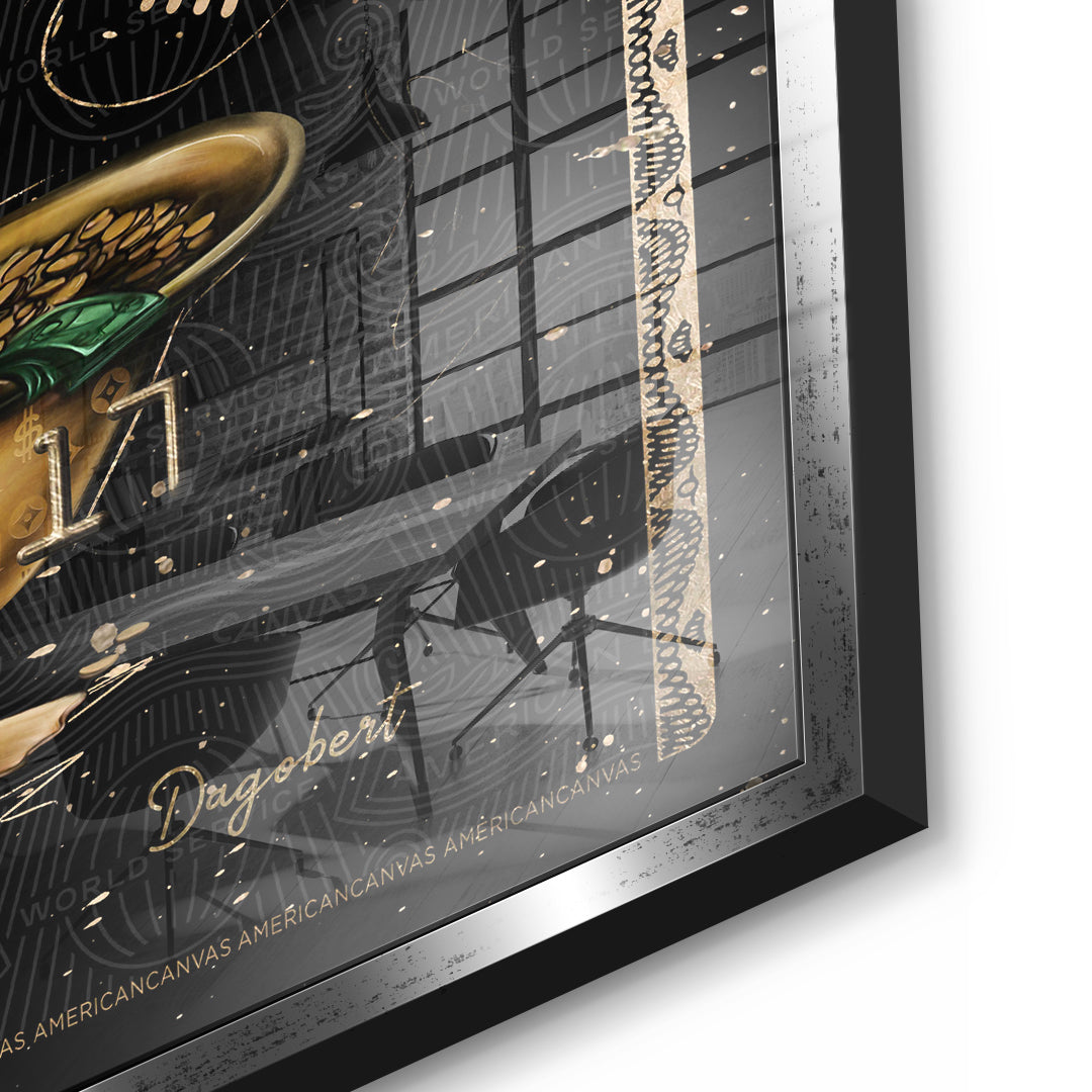 Detailaufnahme des 5mm Acrylglases, American Canvas Billionaires Edition im silbernen Rahmen