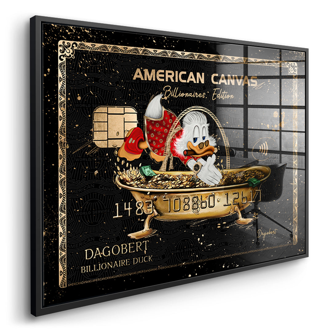 Seitenansicht des Acrylglasbilds American Canvas Billionaires Edition im schwarzen Rahmen