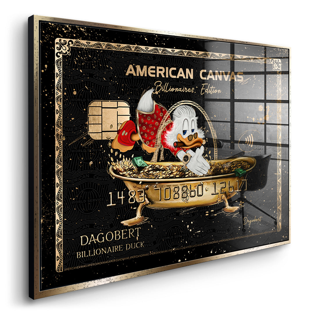 Seitenansicht des Acrylglasbilds American Canvas Billionaires Edition im goldenen Rahmen