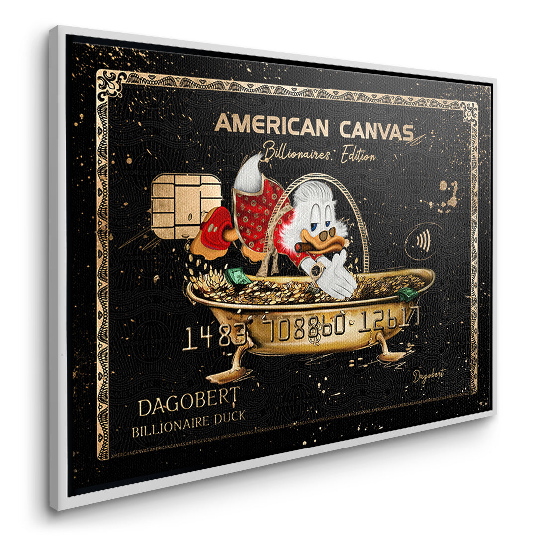 Seitenansicht des Leinwandbilds American Canvas Billionaires Edition im weißen Rahmen