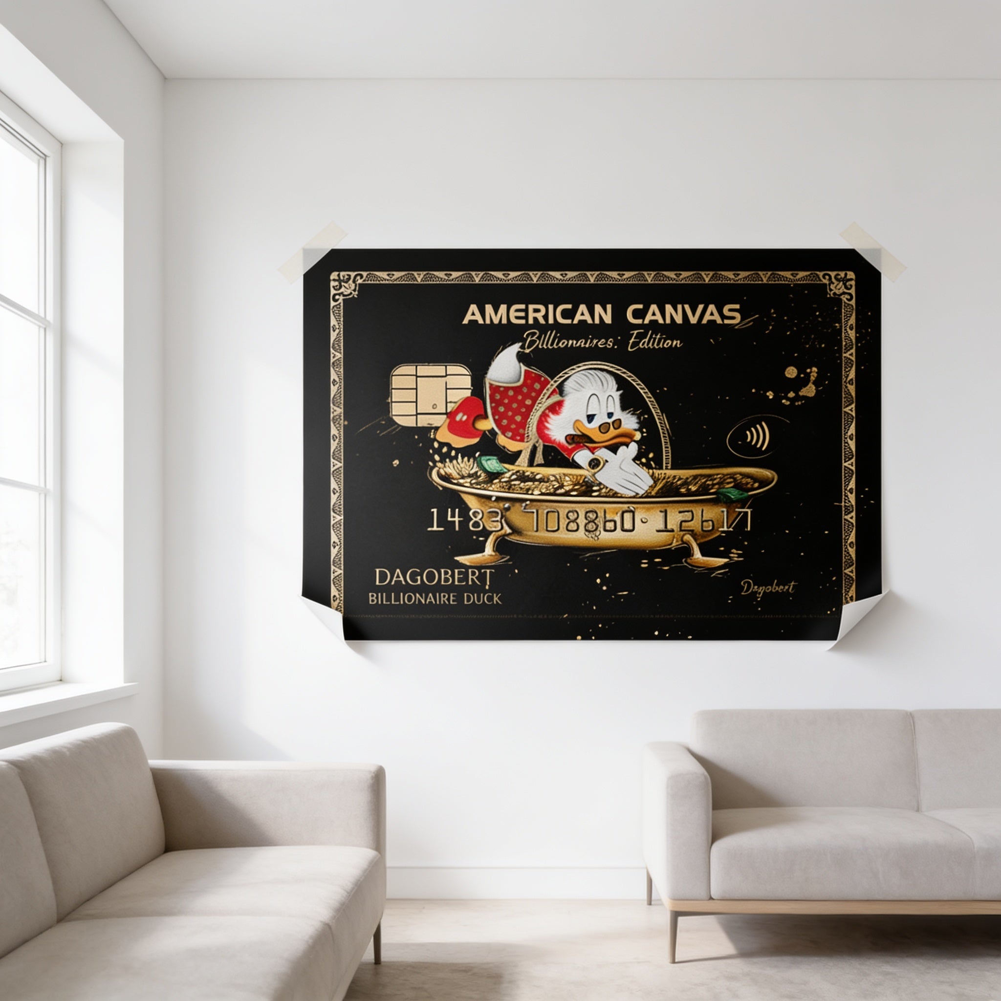Poster American Canvas Billionaires Edition an der Wand eines modernen Wohnraums